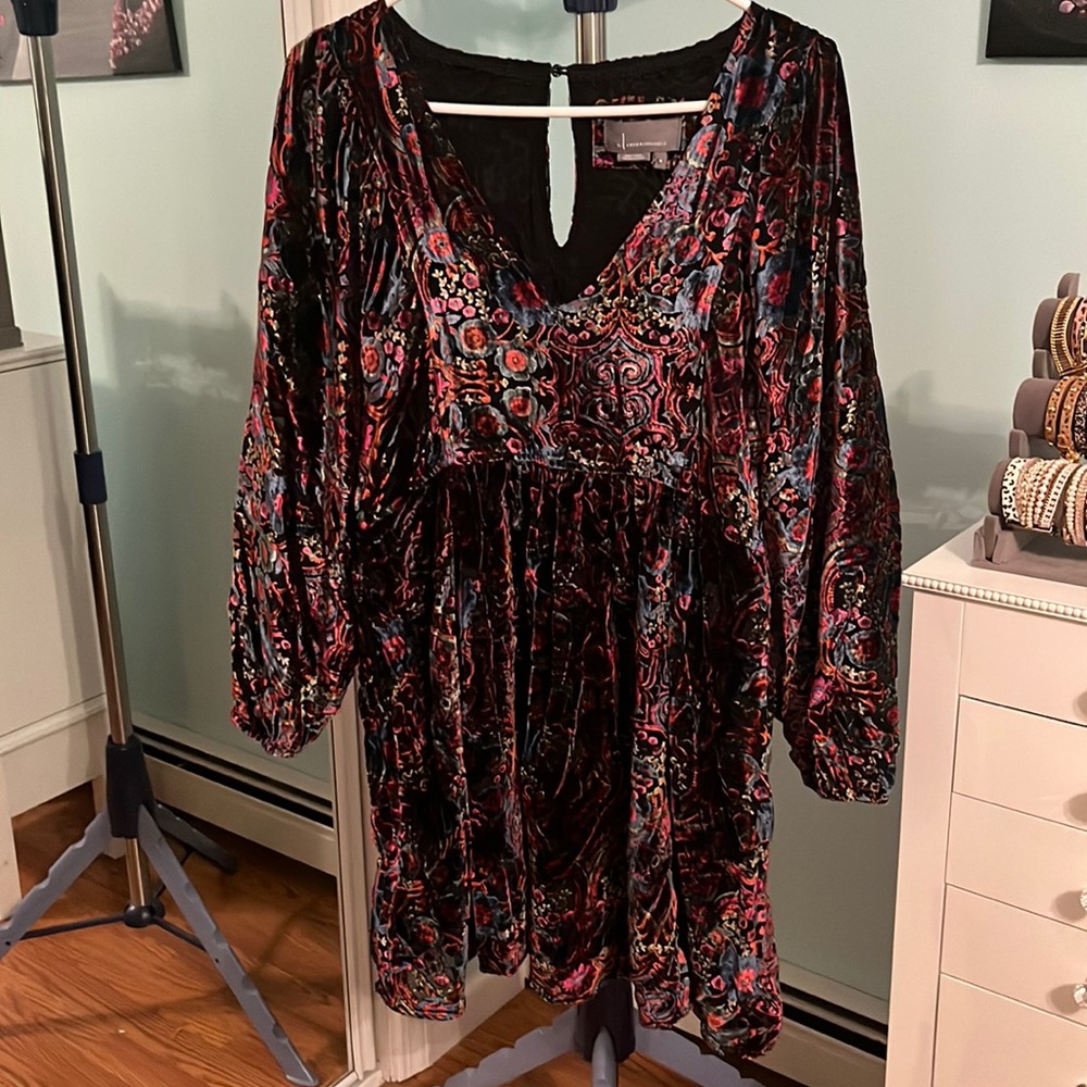 Anthropologie paisley print velvet dress NWT